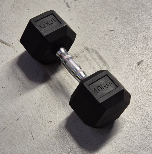 10kg Rubber coated dumbbell single unit