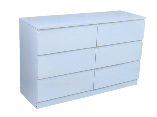 Liana Lowboy Chest 6 Drawer Dresser white.