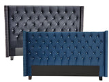 OXFORD HEADBOARD NAVY BLUE VELVET - QUEEN