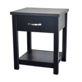 Bedroom set - classic black tall boy and 2 * bedside tables