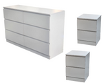 Bedroom set Liana chest 6 drawer lowboy + 2 * bedside tables white colour