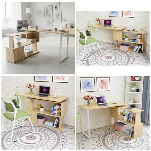 Harvard L Shaped Office Desk with Bookcase