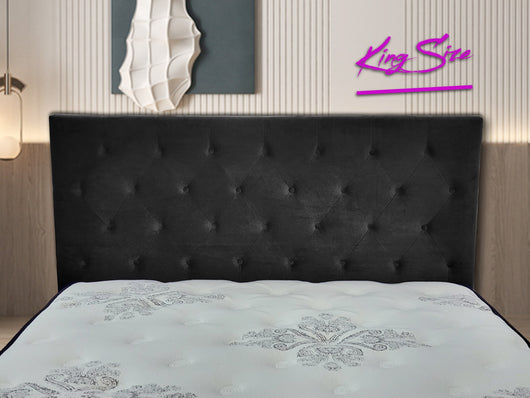 Kelly headboard buttons King Black Velvet