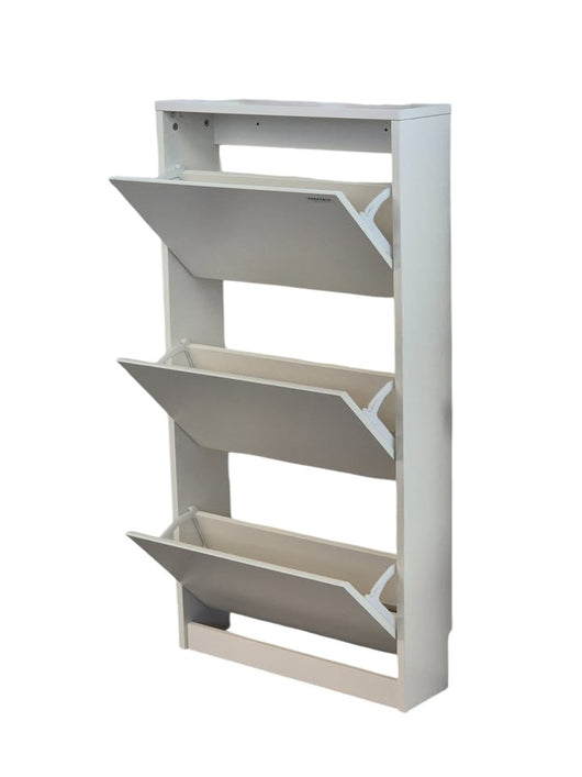 Wall-mount Shoe Cabinet with 3 Drawers plain white