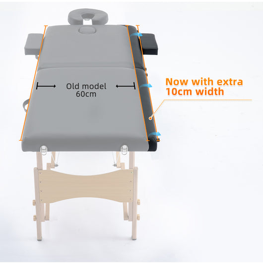 Jupiter Portable 2-fold Massage Table Black 70cm