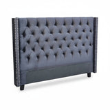 OXFORD BED FRAME QUEEN SIZE BLACK VELVET