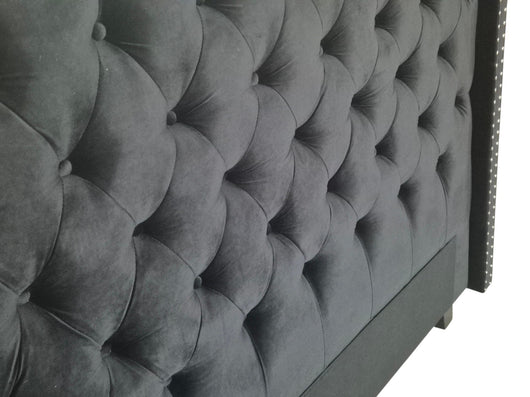 OXFORD BED FRAME QUEEN SIZE BLACK VELVET