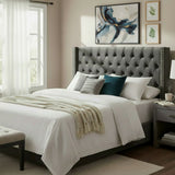OXFORD HEADBOARD BLACK VELVET - QUEEN