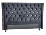 OXFORD HEADBOARD BLACK VELVET - SUPER KING.