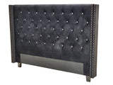 OXFORD HEADBOARD BLACK VELVET - SUPER KING.