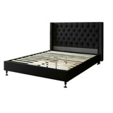 OXFORD BED FRAME QUEEN SIZE BLACK VELVET