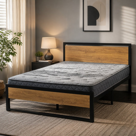 High clearance bed frame and mattress combo queen size