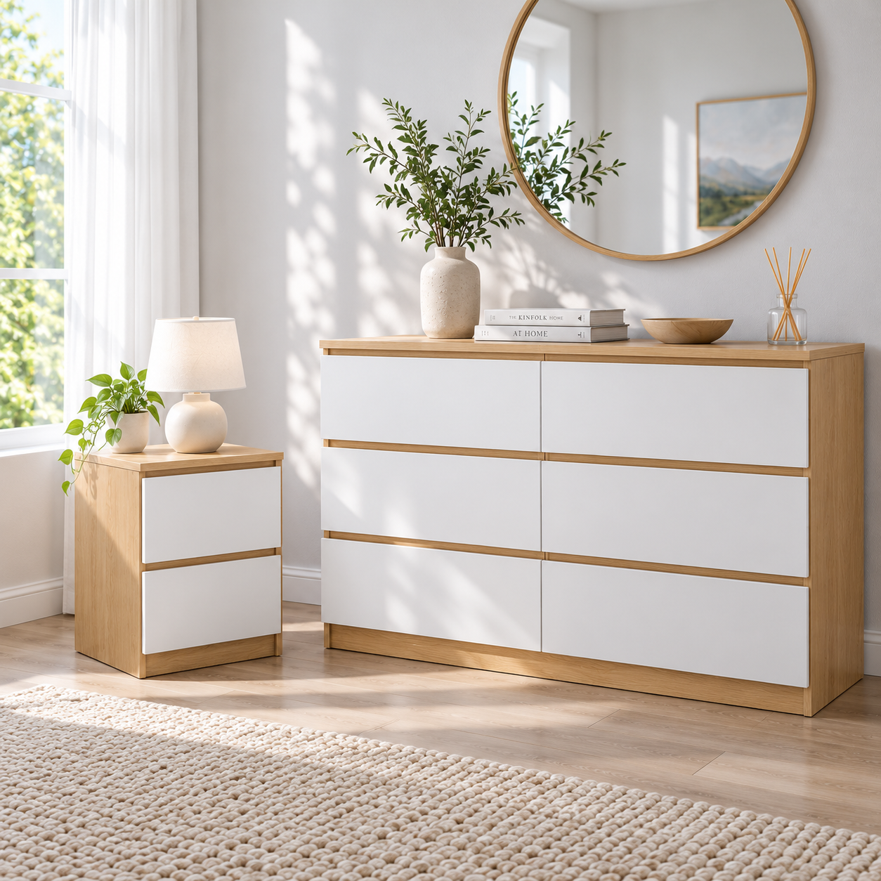 Modern Scandinavian Chest drawer lowboy and beside table 1+1