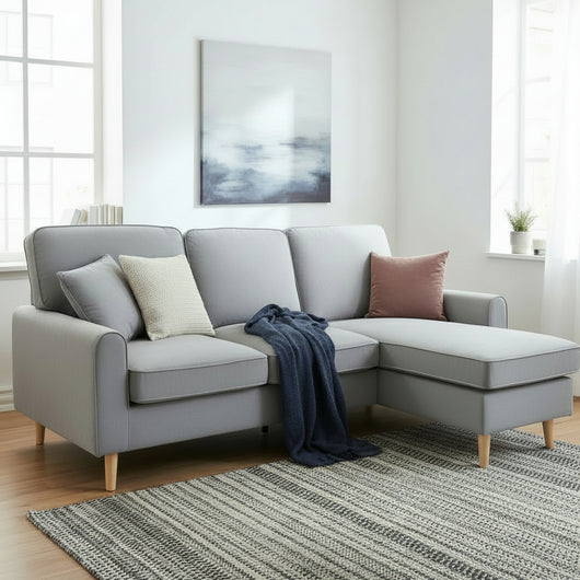 Hartford corner sofa with reversible chaise light grey
