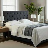 Kelly headboard buttons Queen Black velvet