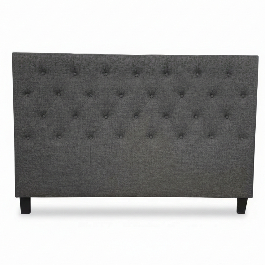 Kelly headboard buttons Queen Dark Grey