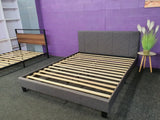 New Gary Bed Queen Size Fabric Gunmetal