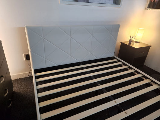 White Gary Queen Slat Bed Frame