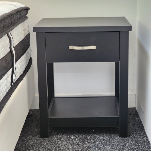 Gary Low Boy 4 Drawer & (2x) Gary Bedside Table Combo Black