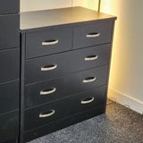 Gary Low Boy 4 Drawer & (2x) Gary Bedside Table Combo Black