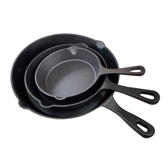 Cast Iron Frying Pans - 3 Pan Set