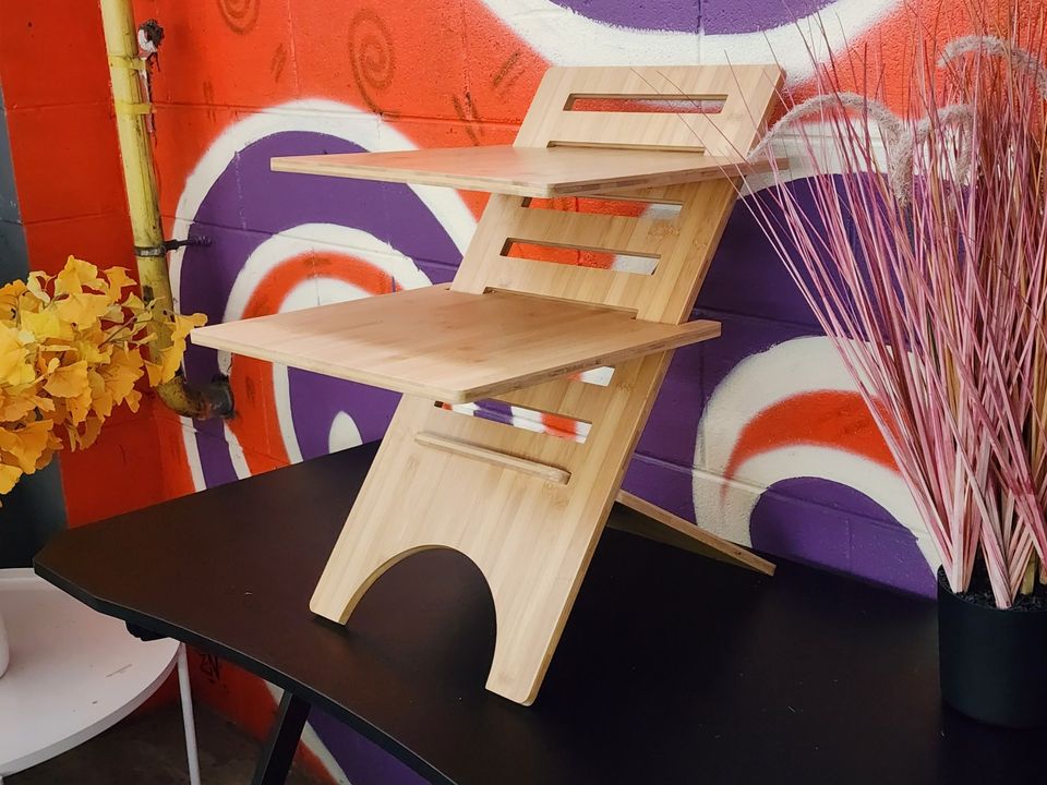 Bamboo Desk on Desk - Stand up desk