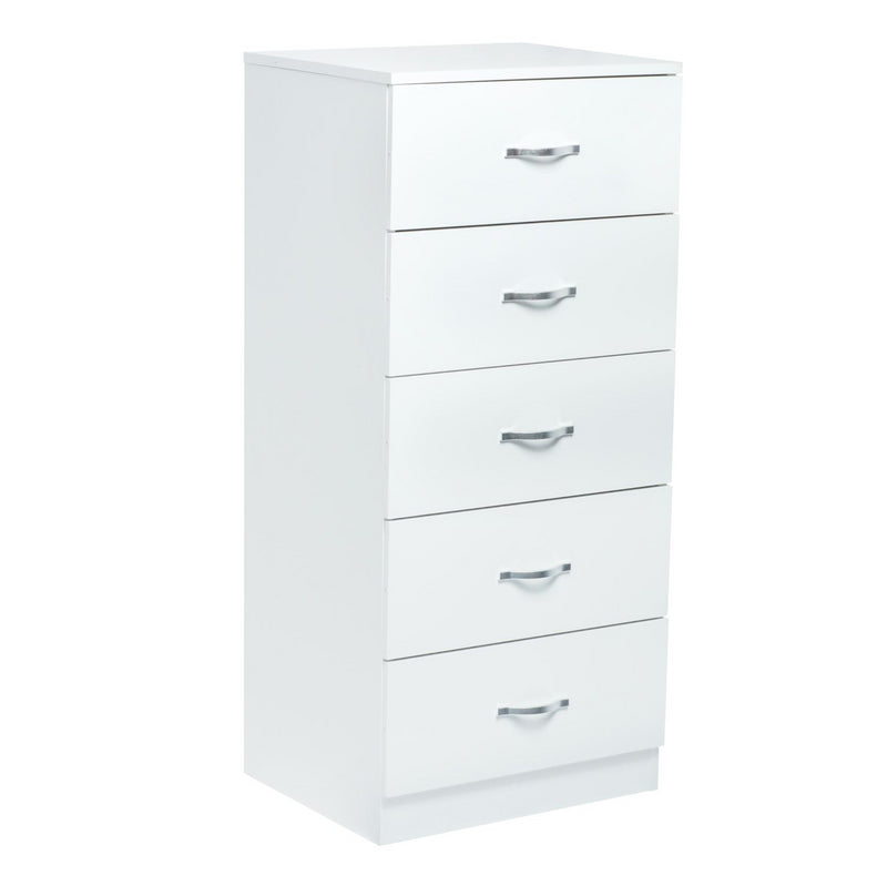 Emily Tallboy Chest 5 Drawer White InStock Furniture Living