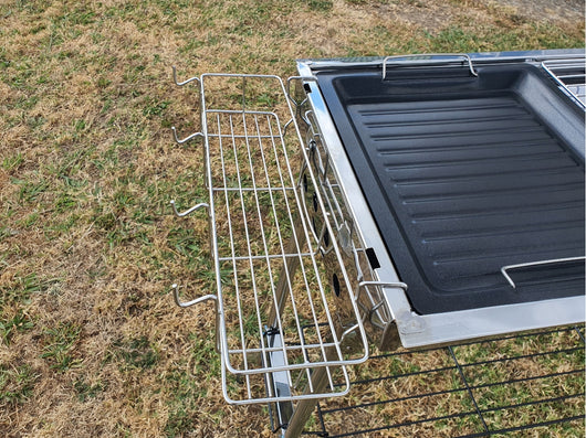 Freestand Charcoal Party Grill Rectangle with shelf and rack